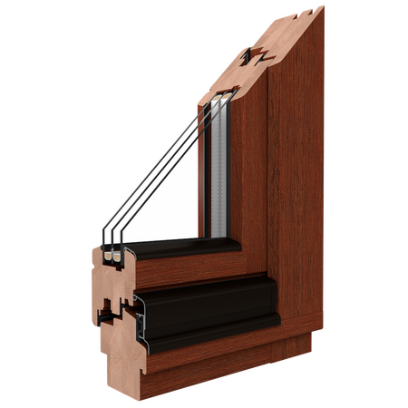 Bild Holz Fenster aus Meranti in Farbe Eiche Dunkel mit 3-Fach Verglasung, Profile Softline 78 von Drutex