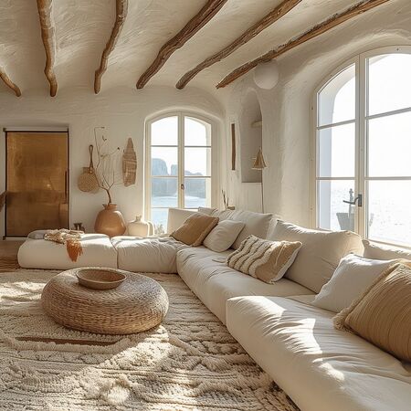 Bild Segementbogenfenster in einem hellen Wohnzimmer im orientalischen Stil