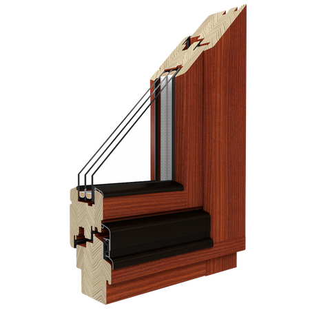 Bild Holz Fenster aus Kiefer in Farbe Teak mit 3-Fach Verglasung, Profile Softline 78 von Drutex