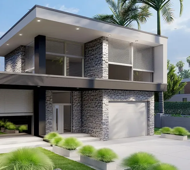 Bild Modernes Haus mit Raffstores in weiß