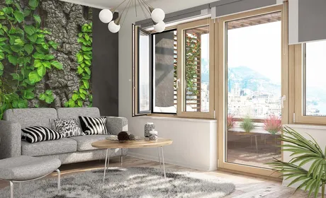 Bild Holz- Aluminium Balkontür und Fenster Duoline 88 von Drutex