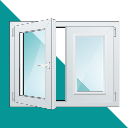 Bild 2-flügelige Fenster mit Stulp und Dreh-Kipp Funktion Links