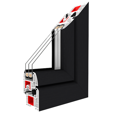 Bild Kunststofffenster Iglo Energy mit 3-Fach Verglasung und Farbe Anthrazit mit beste isolationswerte