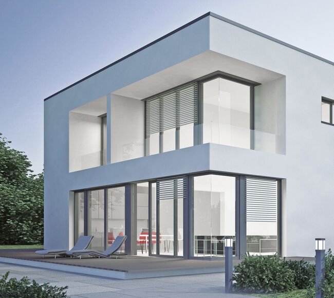 Bild Haus mit Eckfenster Aluplast Cube ohne Pfosten