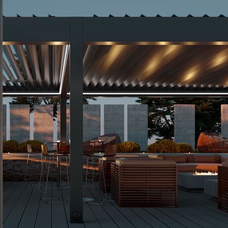 Bild Pirnar Ultra Ambient Pergola für großen Terrasse bei modernen Häuser