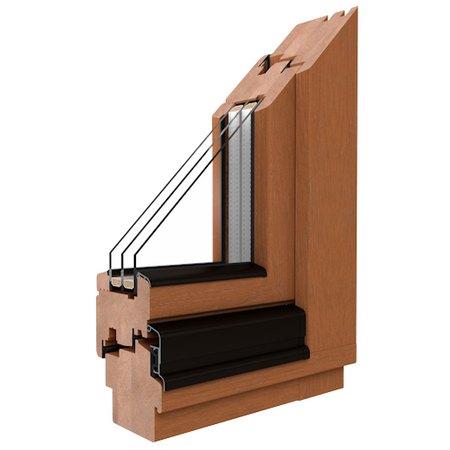 Bild Holzfenster Softline Meranti von Drutex mit 3-Fach Verglasung