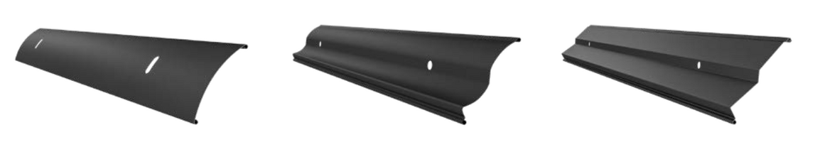 Bild Drei verschiedene Lamellenarten für Raffstores, ideal als Sonnenschutz für Fenster und Terrassentüren.