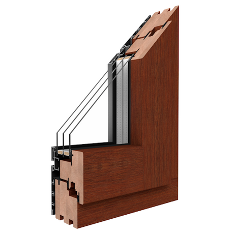 Bild Holzfenster in Eiche Dunkel mit Aluminium Abdeckung von Außen Duoline 68 Profile