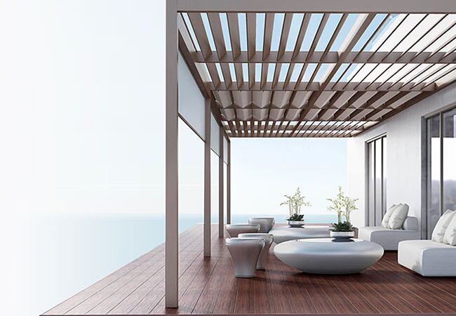 Bild Individuelle Auswahl der Farben für Pergola kann man an Haus anpassen