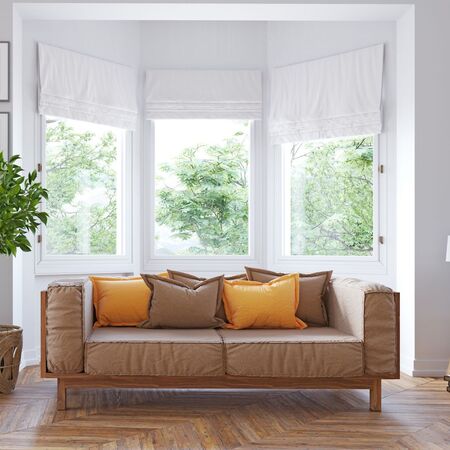 Bild Erkerfenster in hellem modernen Wohnzimmer