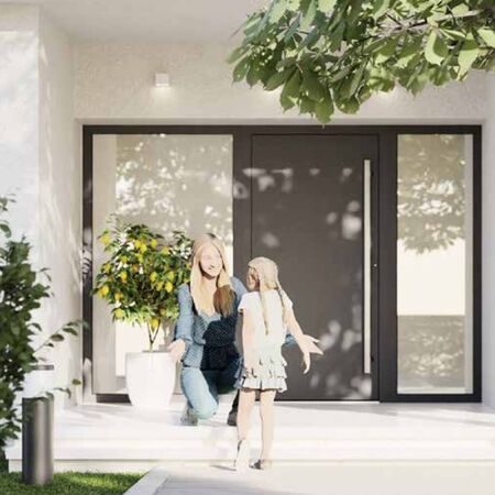 Bild Aluminium Haustür mit Seitenteil grau FM-Türen Premium 90