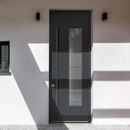 Bild Neubau, Einfamilienhaus mit Aluminium Nebeneingangstür mit modernem Design