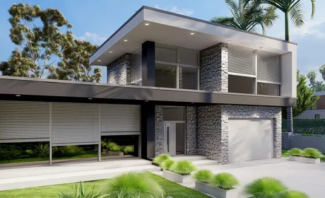 Bild Modernes Haus mit Raffstores in weiß