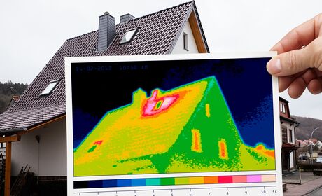 Bild Prüfung der Energieeffizienz von Fenster und Türen bei ganzem Haus