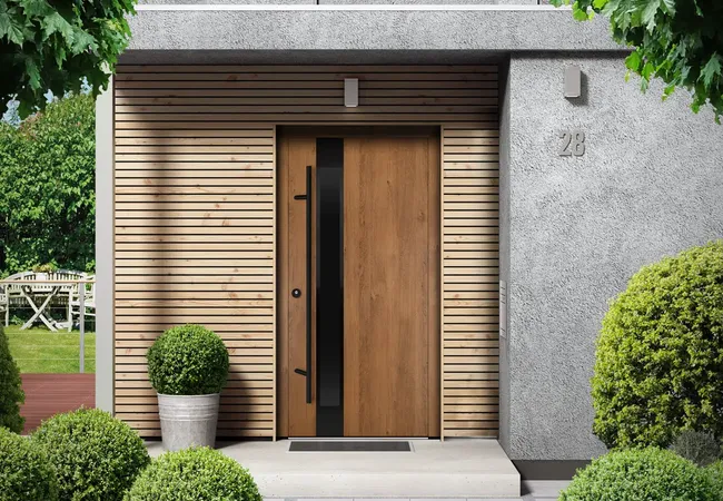 Bild Moderne Haustür mit Holzdekor für modernes Haus