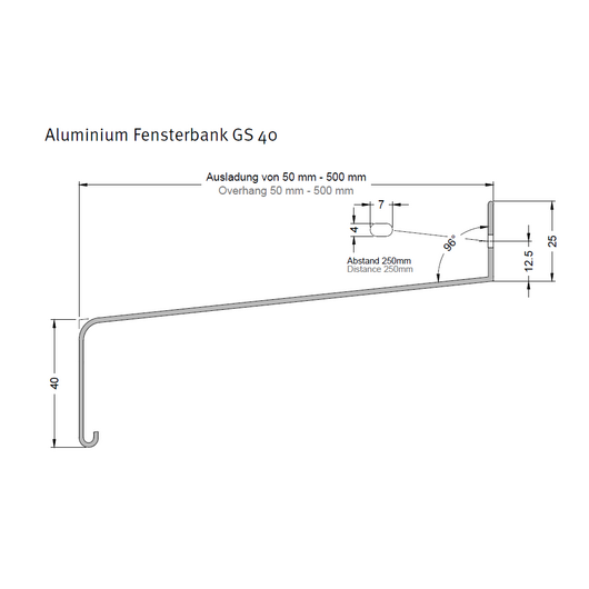 Gutmann Außenfensterbank Profilsystem: Außenfensterbank GS40