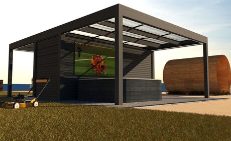 Bild Carport mit zwei Überdachungen aus Glas und Raum in der MItte