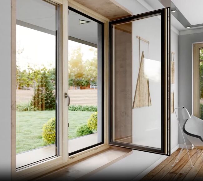 Bild Holzfenster mit Aluschalle Kombination aus Tradition und Moderne im Saloon