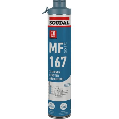 Soudal MF 167 Click Fix 750 ml 2-Ebenen Fensterabdichtung luftdichter Dämm- und Montageschaum für Fenster und Türen Soudal MF 167 Click Fix 750 ml 2-Ebenen Fensterabdichtung luftdichter Dämm- und Montageschaum für Fenster und Türen