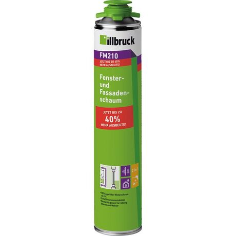 illbruck FM210 Fenster- und Fassadenschaum 750 ml – 1K PUR-Schaum für Dämmung und Fugenfüllung