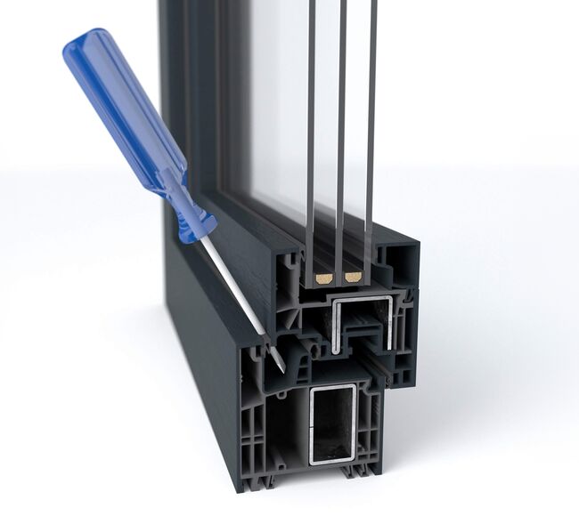 Bild Sicherheitsbeschläge bei Kunststofffenster von Gealan - Querschnitt