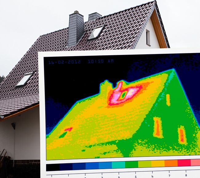 Bild Prüfung der Energieeffizienz von Fenster und Türen bei ganzem Haus