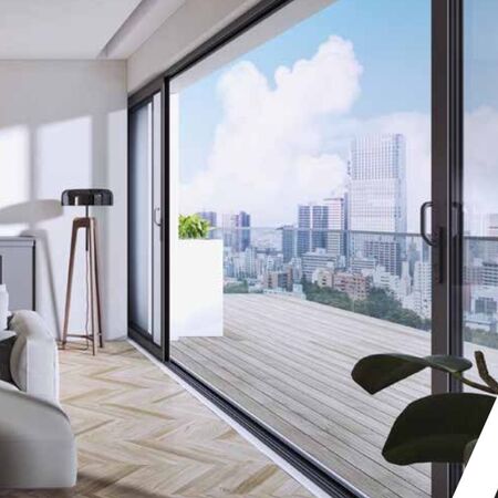 Bild Salon mit Terrasse und großer Schiebesysteme mit großen Verglasungsflächen MB-59 Slide