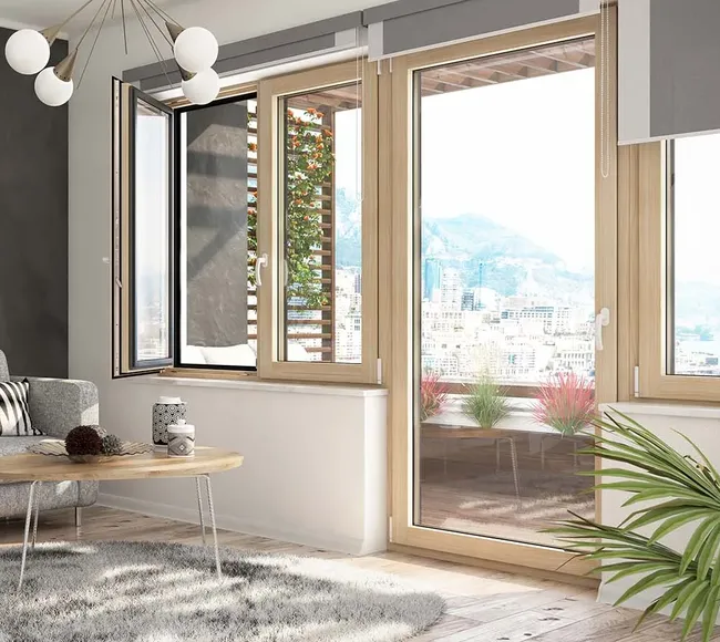 Bild Holz- Aluminium Balkontür und Fenster Duoline 88 von Drutex