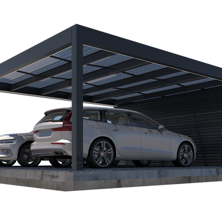 Bild Selbststehender Carport für zwei Autos mit vier Säulen und Raum hinten