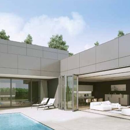 Bild Moderne Villa mit Schwimmbad und großen Faltschiebetüren MB-86 Fold Line