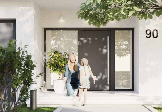 Bild Aluminium Haustür mit Seitenteil grau FM-Türen Premium 90