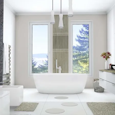 Bild Weiße, höhe Kunststofffenster im Badezimmer