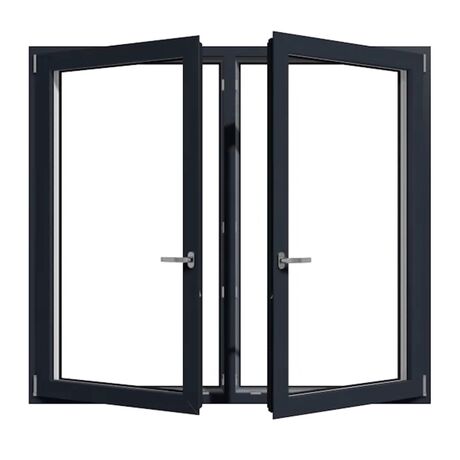 Bild Zweiflügelige Fenster aus Aluminium MB86 Profile in der offenen Position