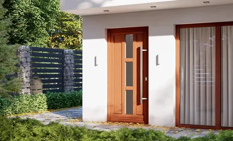 Bild Holztür von Drutex mit Design auf Kundenwunsch geschnitten