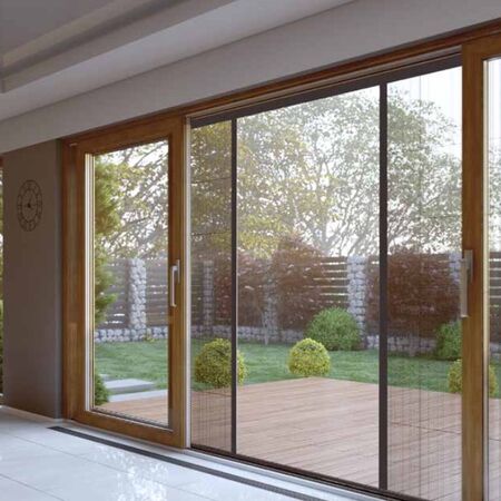 Bild Schiebbare Insektenschutzplissee für Terrassen- und Balkontüren aus Kunststoff, Holz oder Aluminium