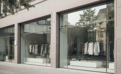 Bild Große Schaufenster mit schmalen Profile und großer Verglasung Fläche für Laden