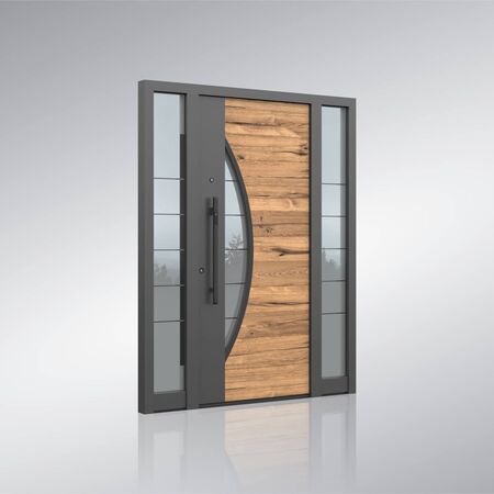 Bild Inotherm Aluminium Haustür mit originalem Holz Design und Farben Modell AEE 1087