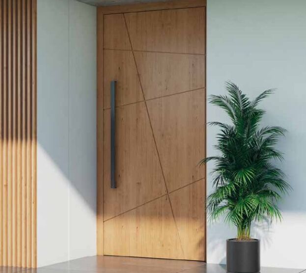 Bild Aluminium Hauseingangstür Aluprof Modell AG07 mit modernem Holz Design
