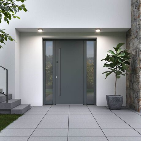 Bild Inotherm Aluminium Haustür mit voller Füllung und Glas Seitenteilen Black Edition