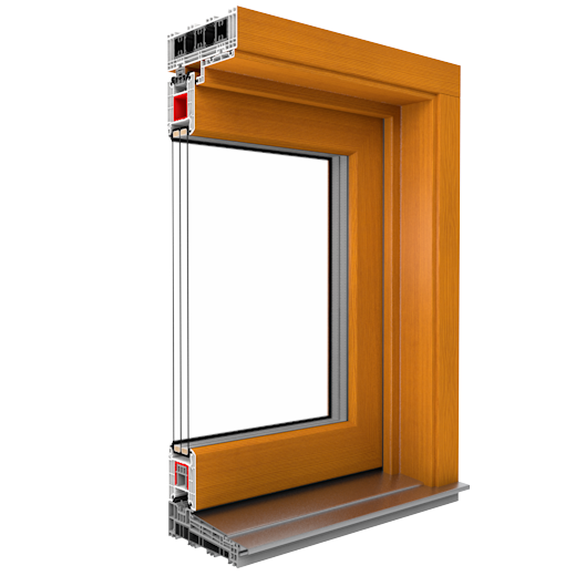 Bild Aufbau des Iglo HS Kunststoffprofiles von Drutex mit 3-Fach Verglasung