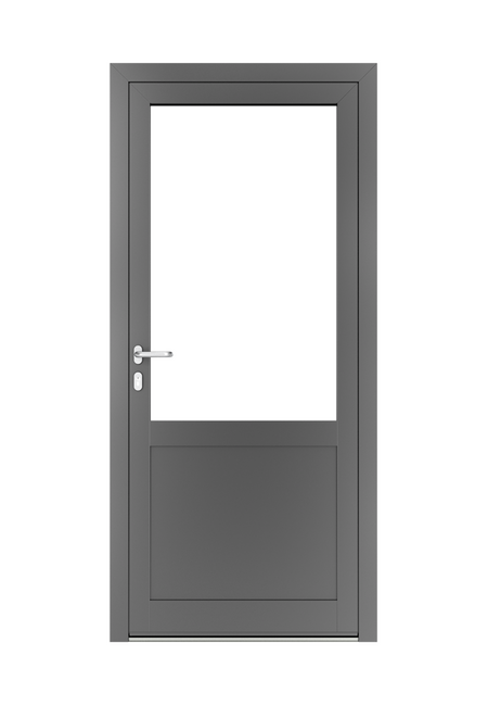 Bild Aluminium Haustür von Drutex mit Glas oben und Füllung unten