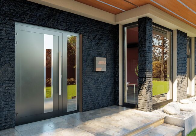 Bild Aluminium Drutex Tür mit Füllung mit Glas und Seitenteil