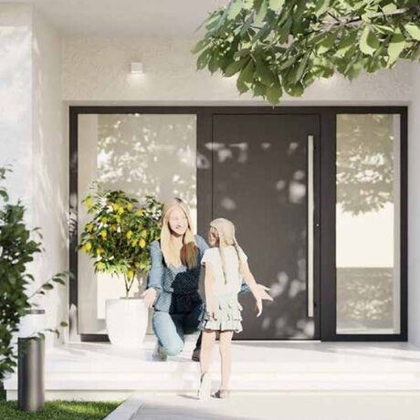 Bild Aluminium Haustür mit Seitenteil grau FM-Türen Premium 90