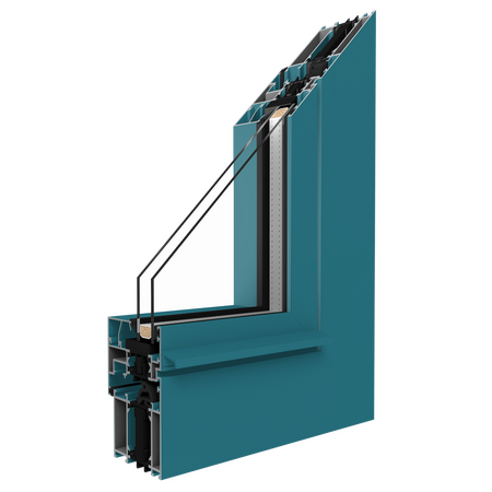 Bild Aluminium Fenster mit thermischer Brücke MB70 HI Aluprof in RAL 5021