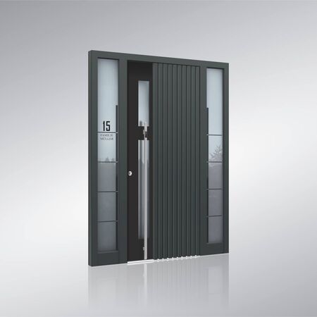 Bild Inotherm Eingangstür mit Seitenteilen und sandgestrahltem Glas Modell: AAE 1705 Schwarz