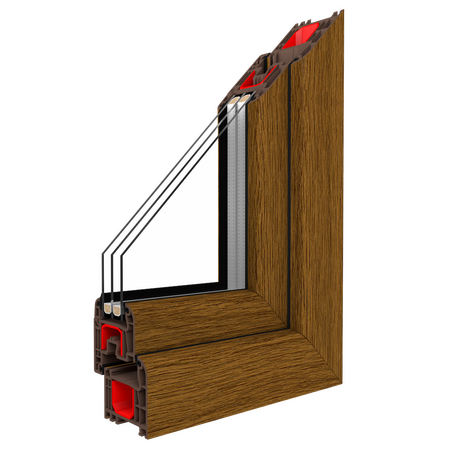 Bild Kunststofffenster Iglo Light mit schmalen Profile in Farbe Eiche