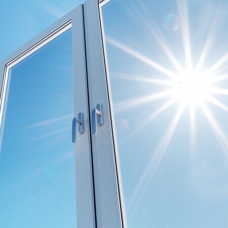 Bild Weiße Fenster mit Sonnenschutzverglasungen schützen vor UV
