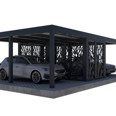 Bild Carport für zwei Autos mit Raum mit Musterprofile in der Mitte in Farbe Anthrazit
