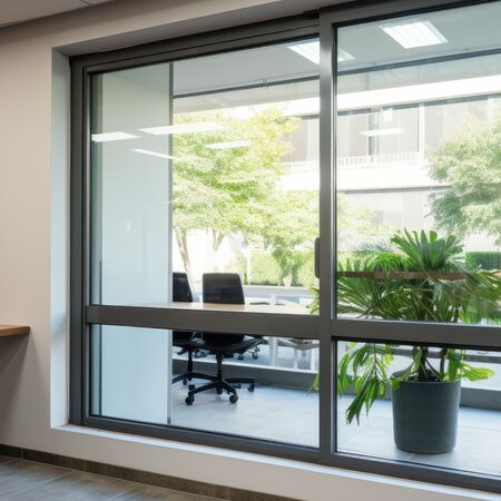 Bild Aluminium Schiebe Bürofenster in Anthrazit und Aufteilungen