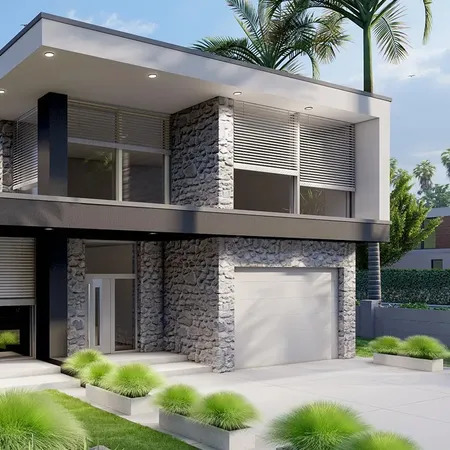 Bild Modernes Haus mit Raffstores in weiß